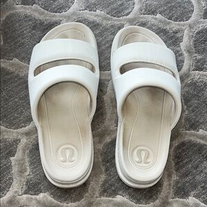 lululemon athletica white Slide Sandals